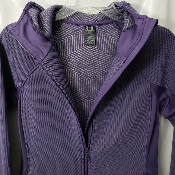 Under Armour Infared Jacket S Hoodie Thermal Waffle Knit PURPLE Cold Gear POCKET - Picture 5 of 9